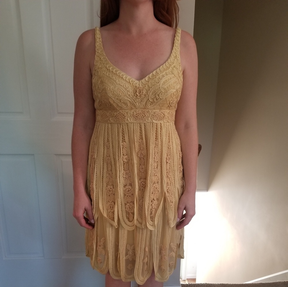 Sue Wong yellow formal wedding party garden dress